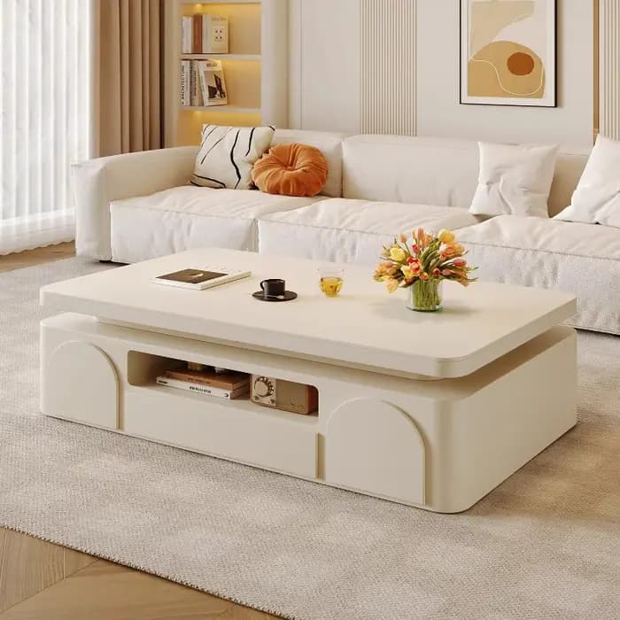 Table basse rectangulaire blanche de style nordique