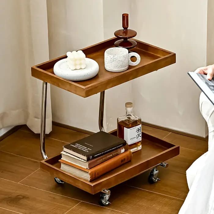 Table d'appoint de canapé rétro en bois
