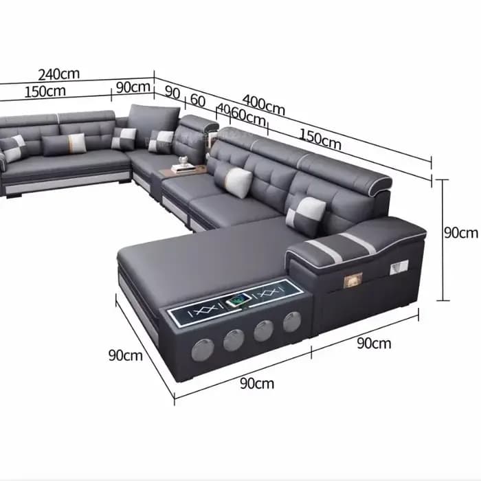 Canapé multifonctionnel relaxant rétractable inclinable en cuir pour Couple