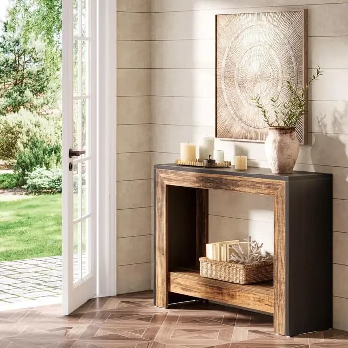 Table console de style farmhouse de 41,3 pouces, table d'appoint derrière le canapé avec étagères de