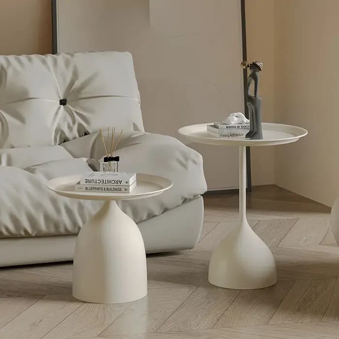 Ensemble de table d'appoint gigogne ronde 2 pièces, table d'appoint moderne en métal pour petits esp