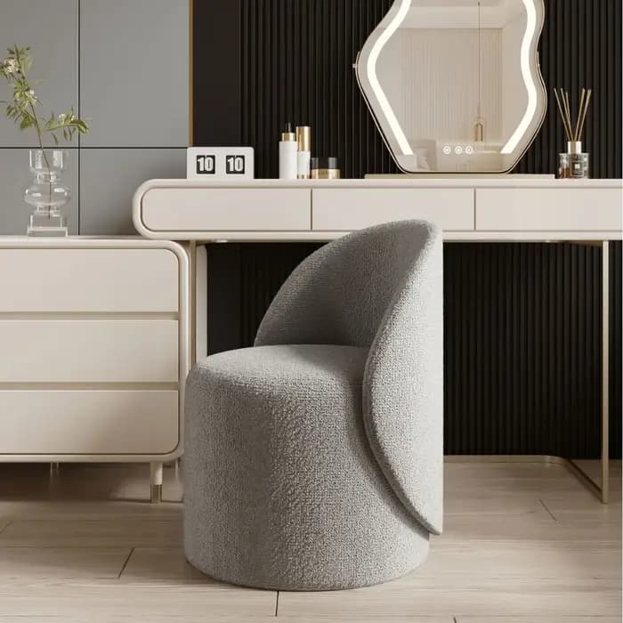 Tabouret de maquillage, tabouret rotatif pour chambre à coucher, tissu en laine d'agneau d'hiver, ta
