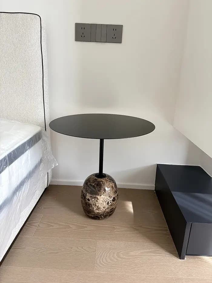 Table basse de luxe, meubles en métal et marbre