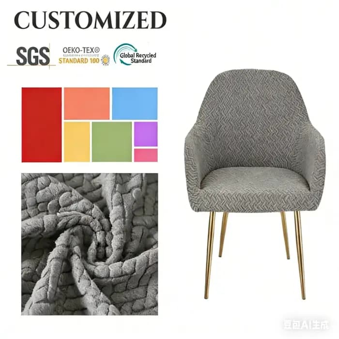 Housse de chaise en molleton jacquard avec accoudoirs
