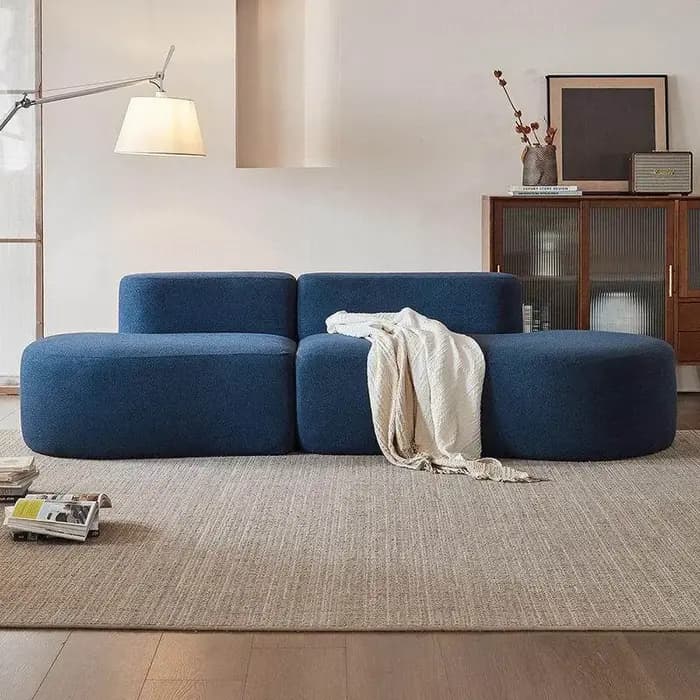 Canapé modulaire rectangulaire incurvé en tissu compressé