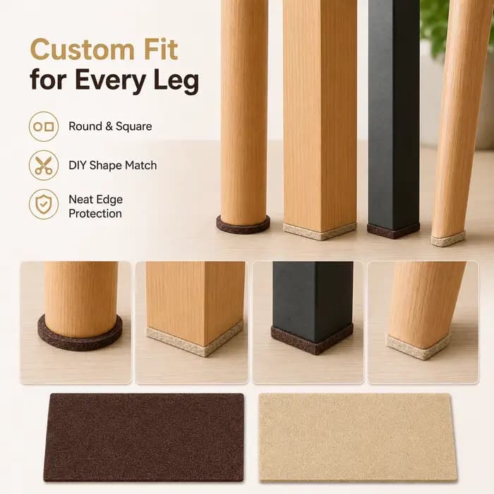 Feutre protecteur personnalisable pour pieds de meubles, feuilles de feutre à découper soi-même pour protéger les sols des chaises et des tables, marron beige