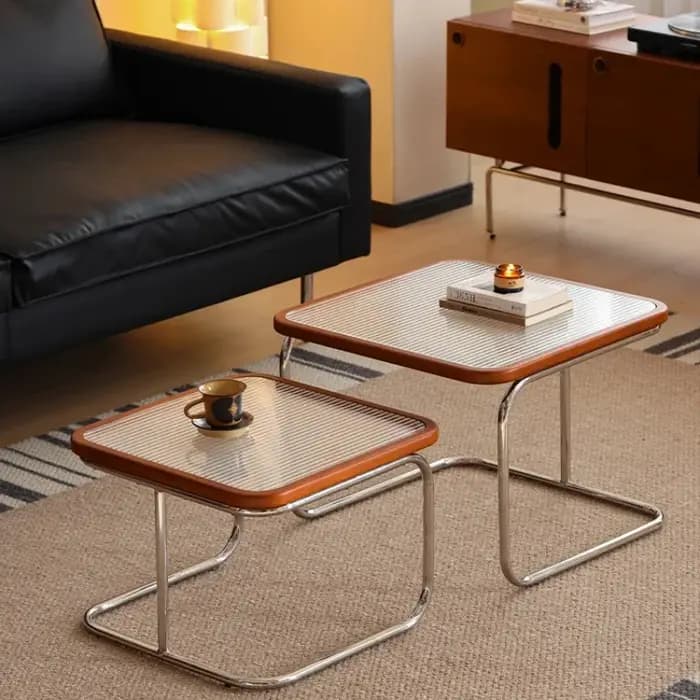 Table basse de Style médiéval rétro avec plateau en verre