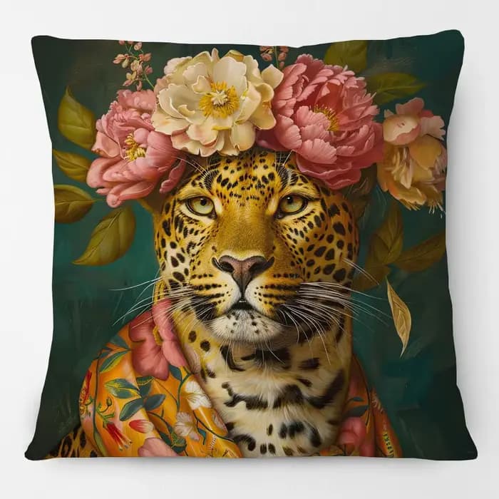 Housse de coussin avec peinture de portrait d'animaux européens