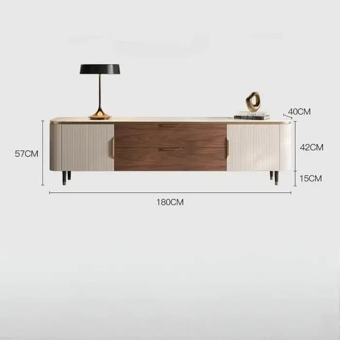 Meuble TV vertical en marbre et bois massif