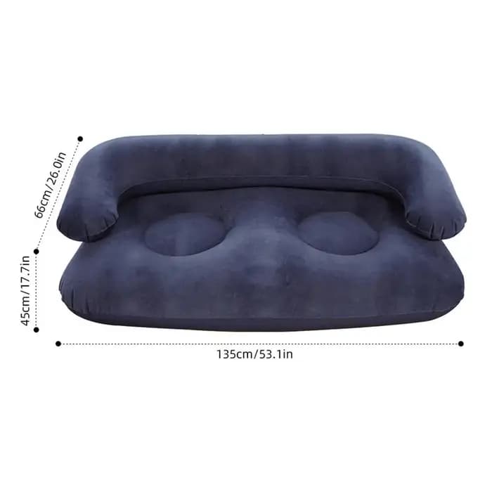 Canapé gonflable pliable floqué confortable avec accoudoirs pour patio, balcon, chambre, jardin, cam