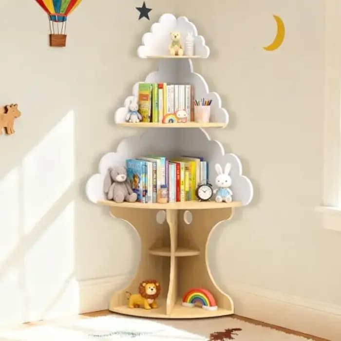 Bibliothèque pour nuage, bibliothèque d'angle Montessori peu encombrante pour tout-petits, pour cham