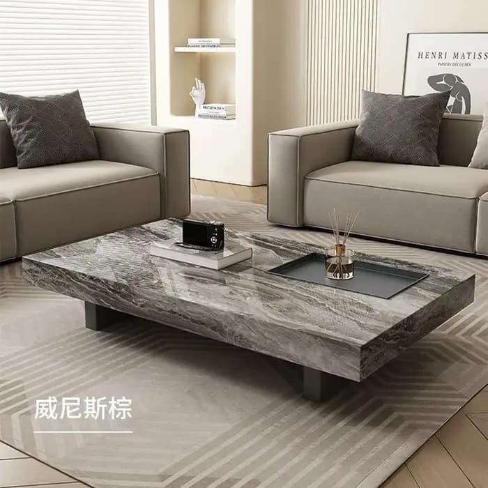 Table basse rectangulaire marron moderne italienne, Durable et luxueuse pour le salon à la maison