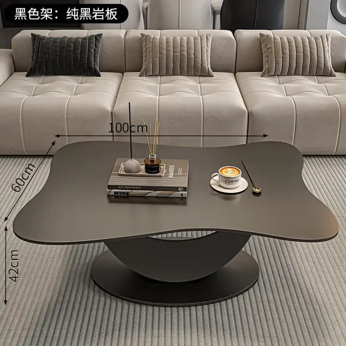Table basse italienne simple au design esthétique tendance, table basse éclaireciste de luxe neutre,
