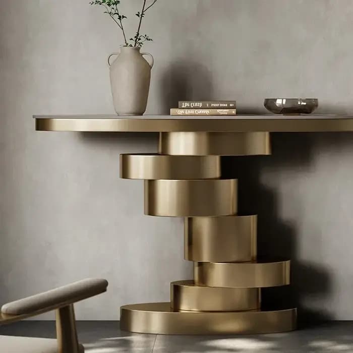 Table d'appoint murale étroite de luxe léger italienne