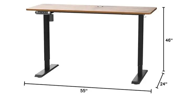 Bureau debout électrique réglable en hauteur, 55 x 24 pouces, avec grand tapis de souris, 2 crochets