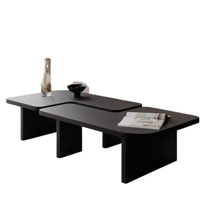 Table basse noire irrégulière Japandi