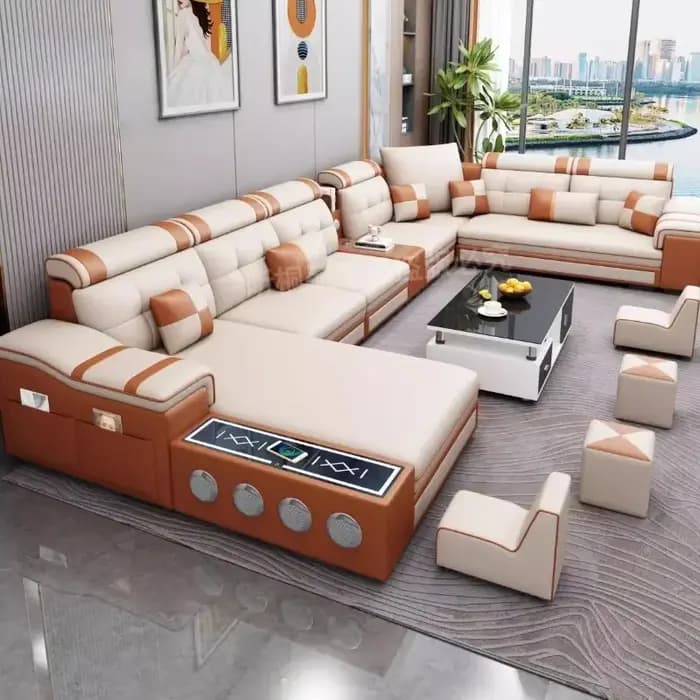 Canapé multifonctionnel relaxant rétractable inclinable en cuir pour Couple
