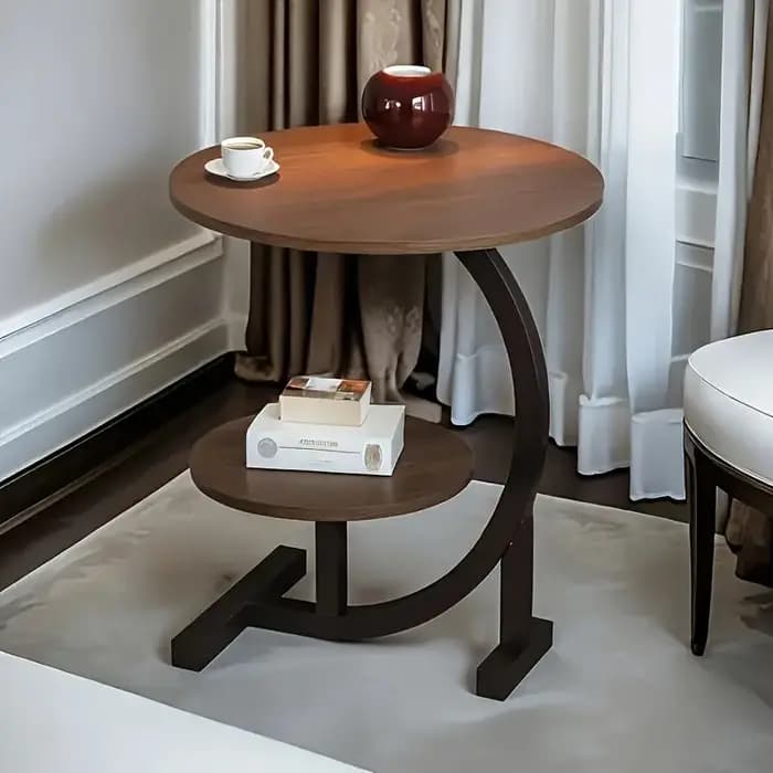 Table basse moderne extensible à double niveau - Plateau en bois