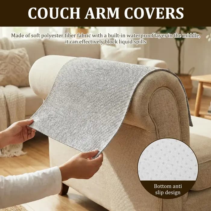 2 housses de protection antidérapantes pour accoudoirs de canapé 70x70CM
