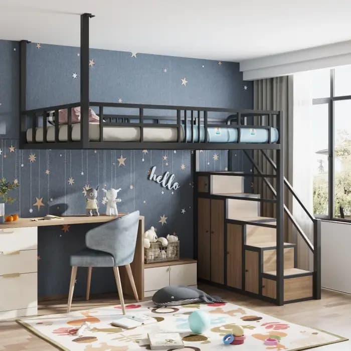 Loft multifonctionnel en fer forgé hamac peu encombrant semi-sol appartement loft surélevé étudiant