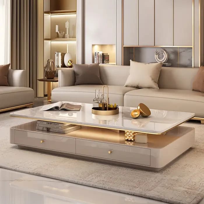 Table basse Design de luxe rangement Transparent Tables basses italiennes uniques nordique Glam Articulos Para El Hogar accessoires