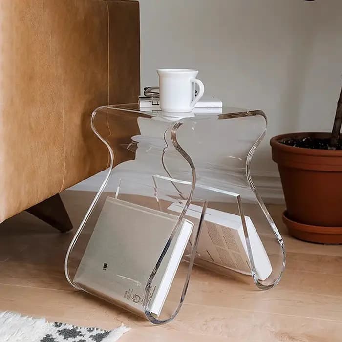 Table basse en acrylique transparent pour chambre à coucher