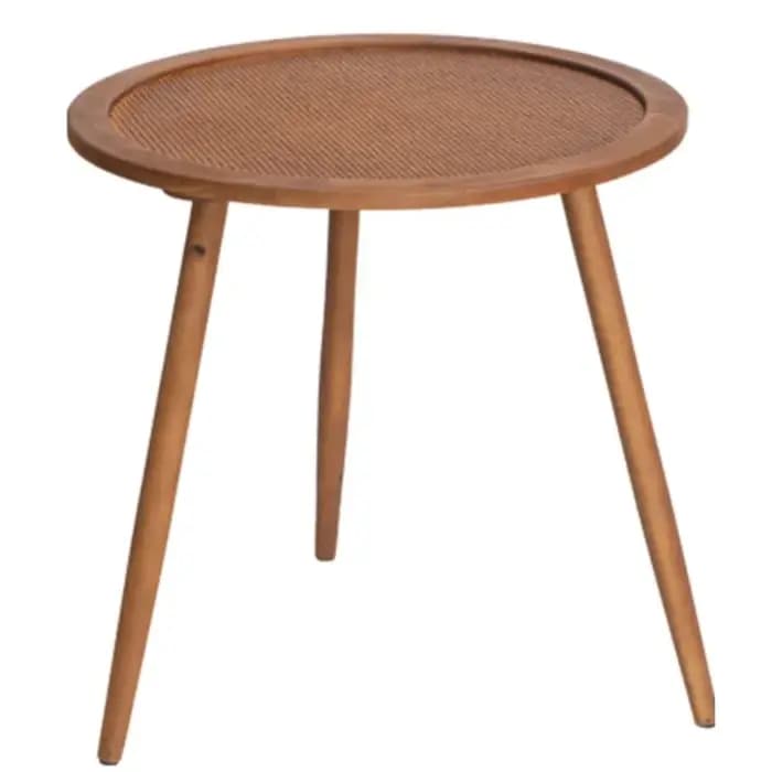 Table basse MOMO bohème rétro américaine en bois massif, table d'appoint en rotin naturel, table ronde de balcon, table d'hôtel familial