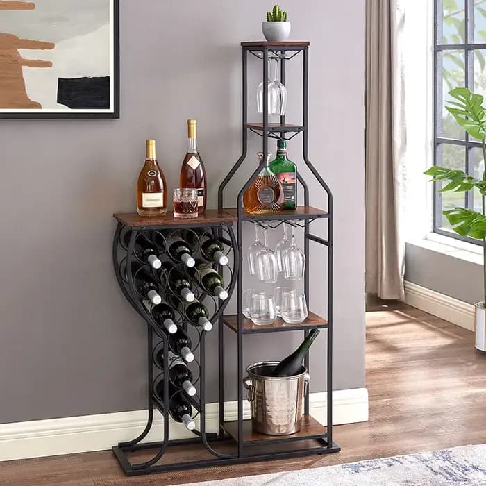 Boulangers à vin 11 bouteilles T1, vin autoportant à 5 niveaux T1 avec porte-verre à vin et étagères