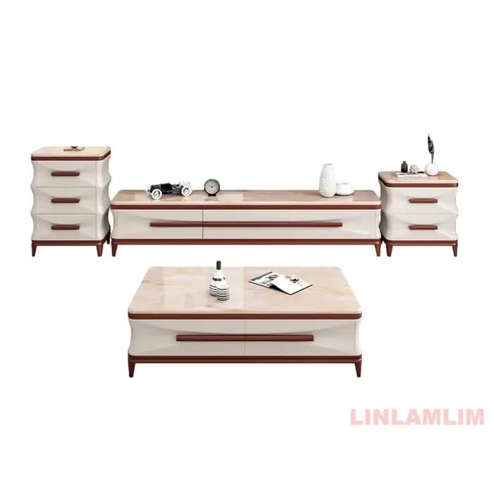 Linlamlim-Meubles de salon modernes et luxueux, table basse, meuble TV et armoires latérales avec fi