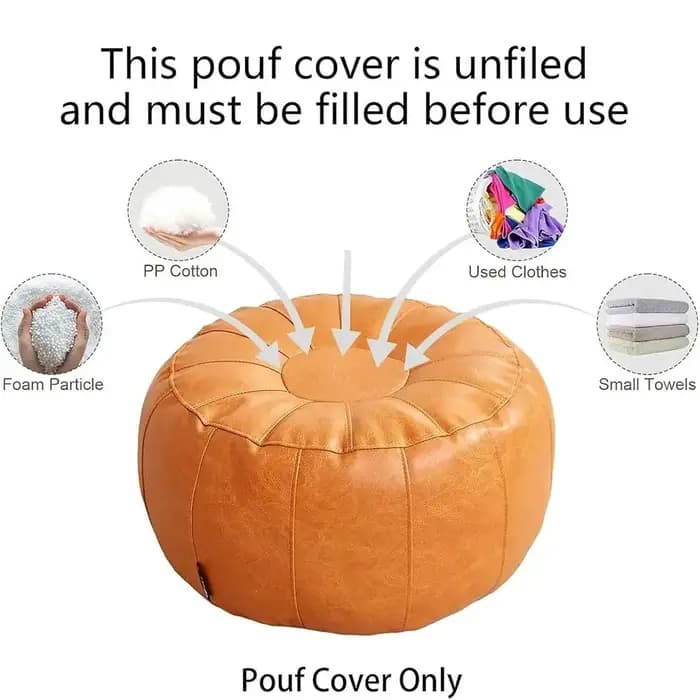 Banc de rangement en cuir PU non rembourré, besoin de combler les vêtements, Pouf de rangement rond,