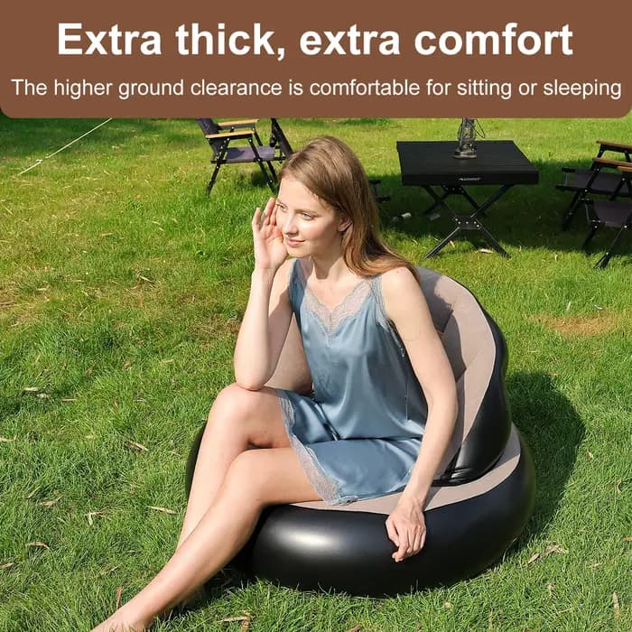 1PC Canapé gonflable en PVC épaissi, design ergonomique pour une expérience de siège confortable, canapé de jardin pliable en flocage