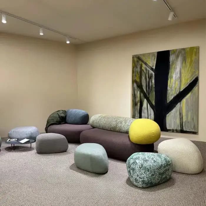 Canapé créatif léger de luxe en tissu de galets italiens, canapé de Compression de forme spéciale po