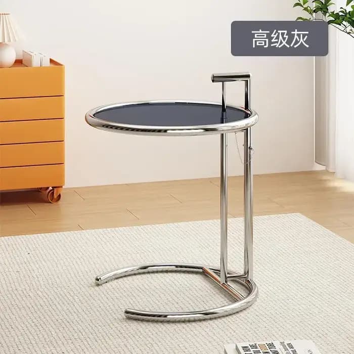 Table à thé transparente rétro en acier inoxydable