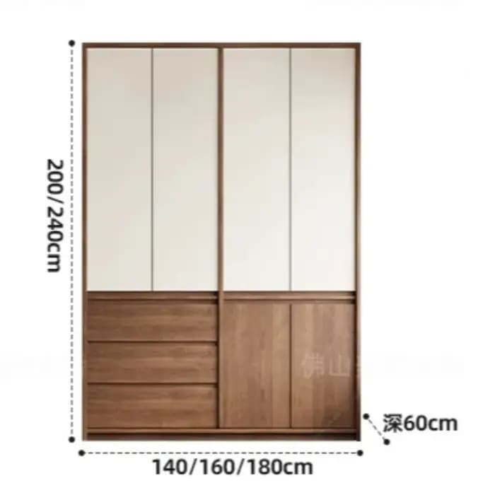 Armoire bibliothèque en bois massif avec tiroirs