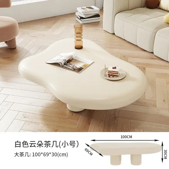 Glam Kawaii Table Basse minimaliste forme de nuage Table Basse française à la mode salon Table Basse