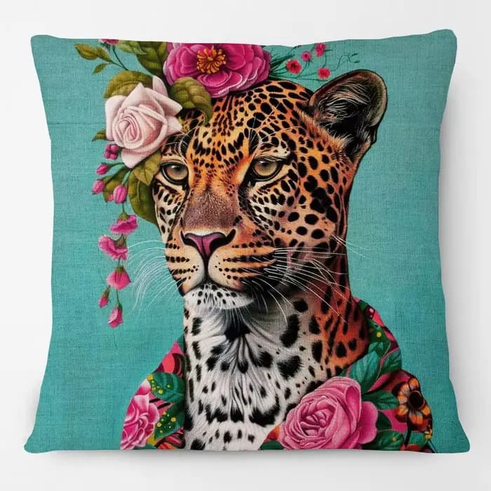 Housse de coussin avec peinture de portrait d'animaux européens