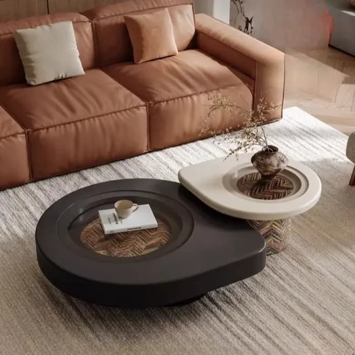 Table basse en bois massif avec rangement