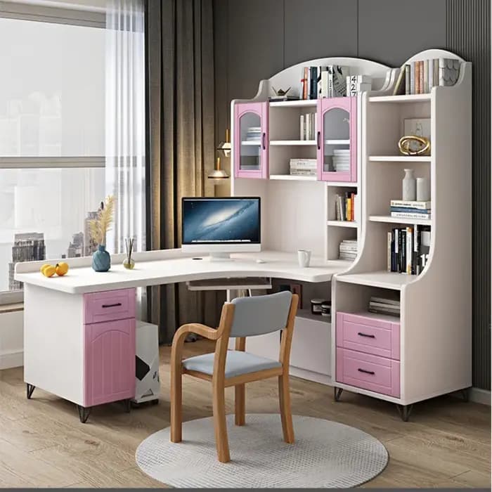 Bureau bibliothèque intégrée ménage simple table d'étude pour enfants bureau en bois massif avec bib