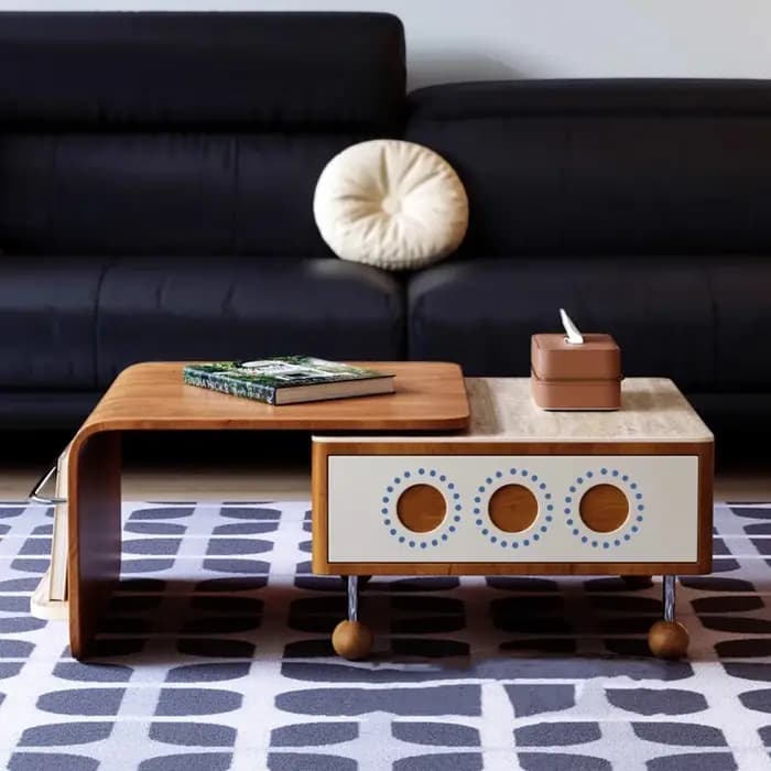 Table basse rétractable à la mode moderne avec rangement Unique Glam