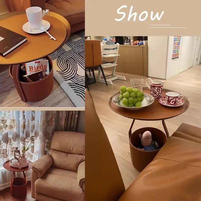 Table d'appoint minimaliste italienne en cuir