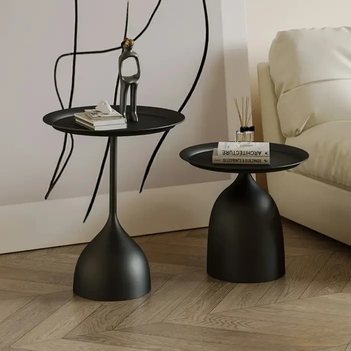Ensemble de table d'appoint gigogne ronde 2 pièces