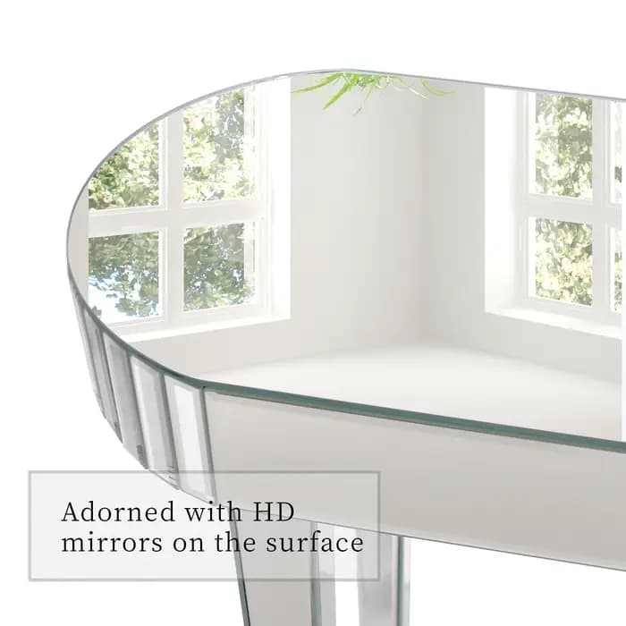Table console miroir finition lisse, coiffeuse de maquillage miroir pour femmes, bureau de bureau à