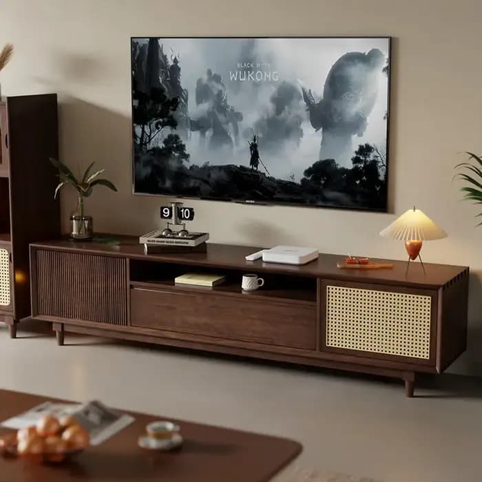 Porte Vintage longue meuble Tv décoration marron salon