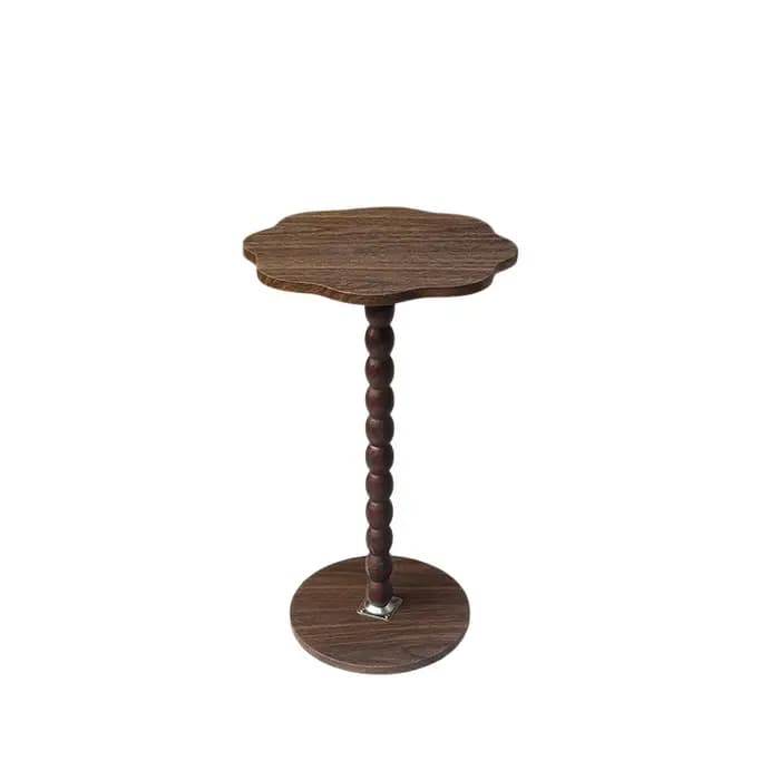 Table d'appoint marron à motif floral, table d'appoint moderne étroite avec piétement sur pied pour petits espaces, à côté du canapé et du bureau