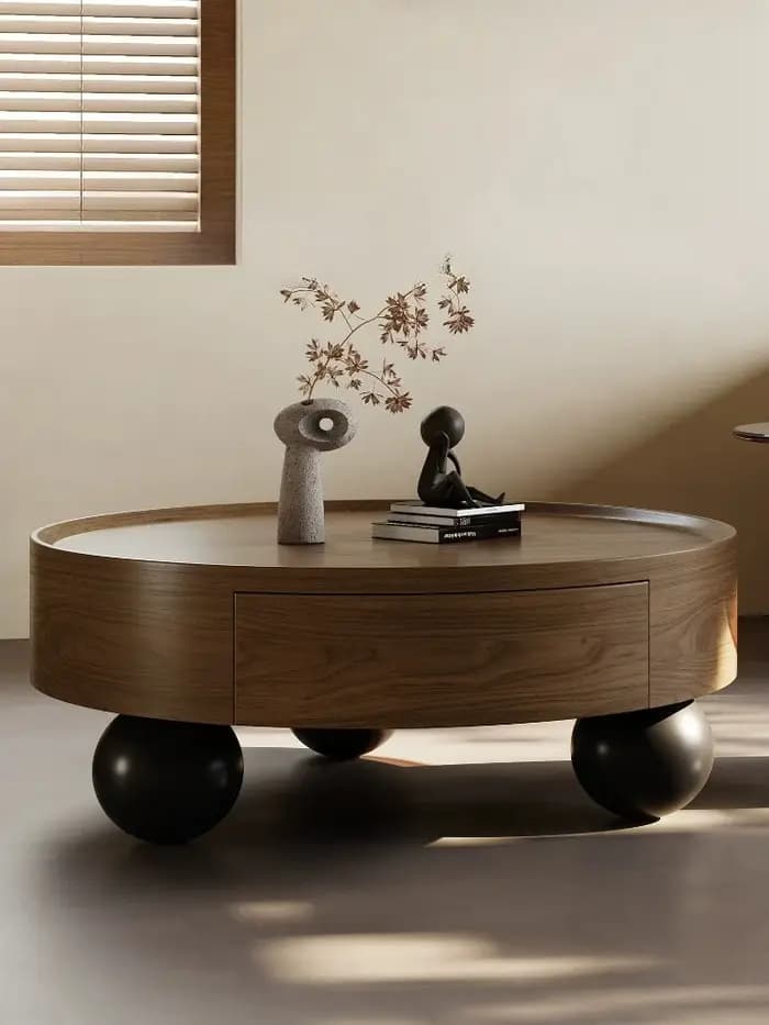 Table basse ronde de style médiéval