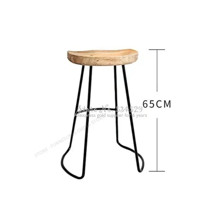 Tabouret de bar moderne avec siège en fer, chaise de vanité, style européen, bois massif, design à l
