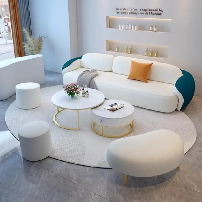 Canapé design de luxe salon individuel moderne paresseux canapés bouffée blanc