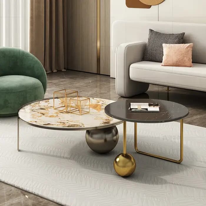 Table basse ronde simple en pierre