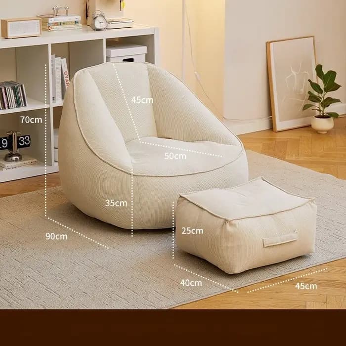Fauteuil Poire Individuel Sans Cadre pour Salon, Chaise Longue Paresseuse avec Rembourrage, Confort