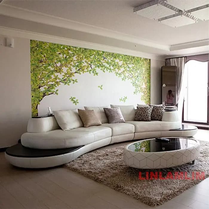 Canapé sectionnel incurvé moderne de luxe en cuir véritable